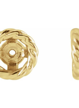 14K White Gold Rope Earring Jackets