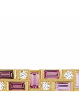 14K White Gold Natural Blue Multi-Gemstone & 1/8 CTW Natural Diamond Bar 16