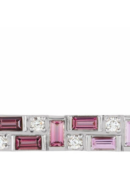 14K White Gold Natural Blue Multi-Gemstone & 1/8 CTW Natural Diamond Bar 16