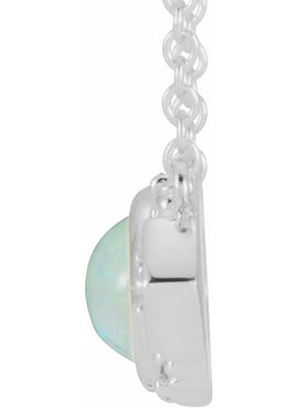 14K White Gold Natural Ethiopian Opal & Natural Pink Sapphire Vintage-Inspired 16