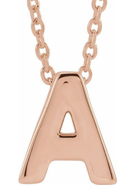 14K Yellow Gold Initial A 16-18