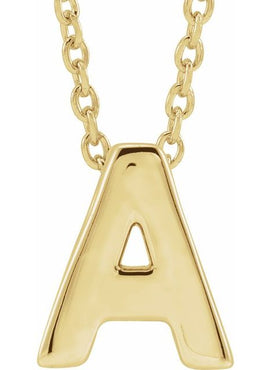 14K Yellow Gold Initial A 16-18