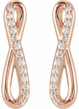 14K White Gold 1/8 CTW Natural Diamond Infinity-Inspired Earrings