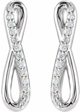 14K White Gold 1/8 CTW Natural Diamond Infinity-Inspired Earrings