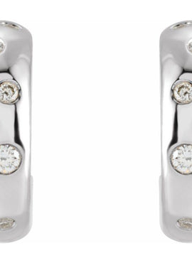 14K White Gold 1/10 CTW Natural Diamond Hoop Earrings