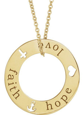 14K White Gold Faith, Hope, Love Pierced Loop 16-18