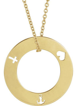 14K White Gold Faith, Hope, Love Pierced Loop 16-18