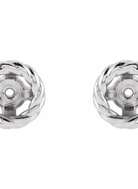 14K White Gold Rope Earring Jackets