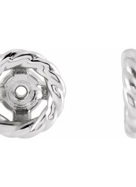 14K White Gold Rope Earring Jackets