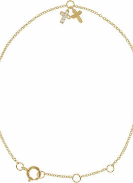 14K White Gold .03 CTW Natural Diamond Cross 6 1/2-7 1/2