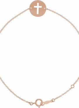 14K White Gold Pierced Cross Disc 7-8