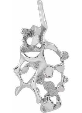 14K White Gold 38x21 mm Nugget Pendant