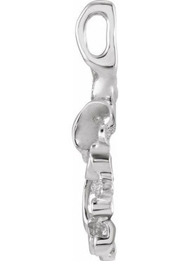 14K White Gold 38x21 mm Nugget Pendant