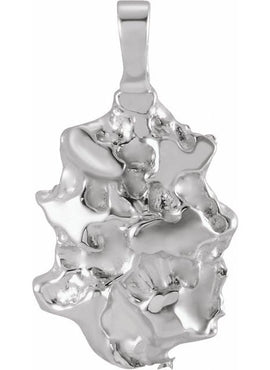 14K White Gold Nugget Pendant