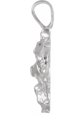14K White Gold Nugget Pendant