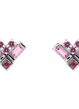 14K White Gold Natural Blue Multi-Gemstone Cluster Earrings
