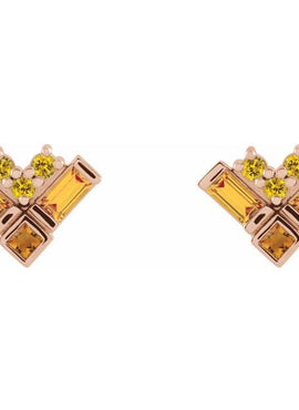14K White Gold Natural Blue Multi-Gemstone Cluster Earrings