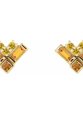 14K White Gold Natural Blue Multi-Gemstone Cluster Earrings
