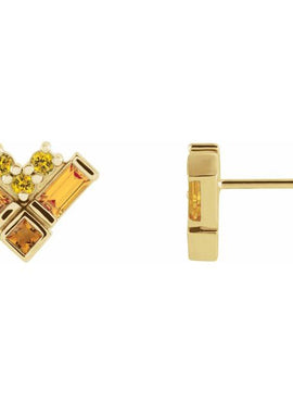 14K White Gold Natural Blue Multi-Gemstone Cluster Earrings