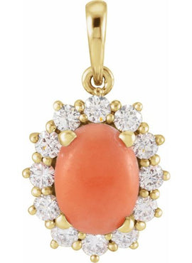 14K White Gold Natural Ethiopian Opal & 1/3 CTW Natural Diamond Halo-Style Pendant