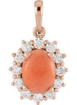 14K White Gold Natural Ethiopian Opal & 1/3 CTW Natural Diamond Halo-Style Pendant