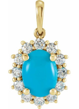 14K White Gold Natural Ethiopian Opal & 1/3 CTW Natural Diamond Halo-Style Pendant