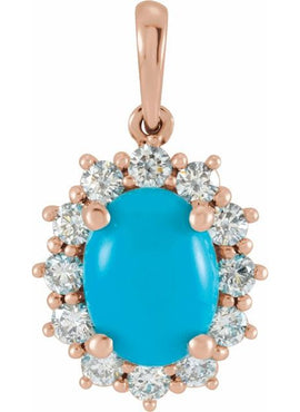 14K White Gold Natural Ethiopian Opal & 1/3 CTW Natural Diamond Halo-Style Pendant