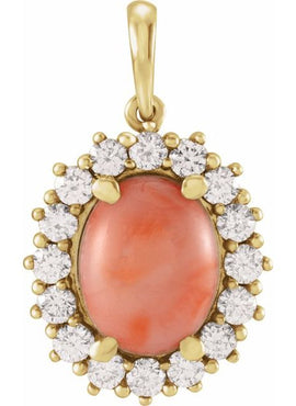 14K White Gold Natural Ethiopian Opal & 1/3 CTW Natural Diamond Halo-Style Pendant