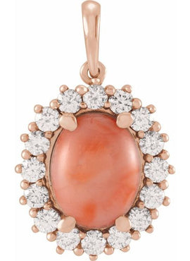 14K White Gold Natural Ethiopian Opal & 1/3 CTW Natural Diamond Halo-Style Pendant