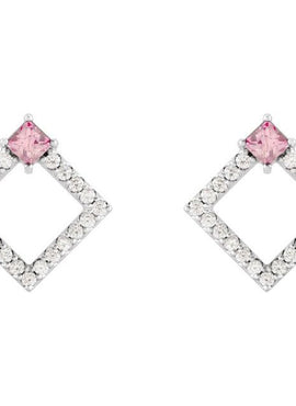 14K White Gold Natural Amethyst & 1/3 CTW Natural Diamond Earrings