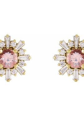 14K White Gold Natural Green Tourmaline & 3/4 CTW Natural Diamond Earrings