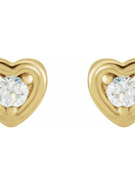 14K White Gold .03 CTW Natural Diamond Youth Heart Earrings