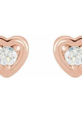 14K White Gold .03 CTW Natural Diamond Youth Heart Earrings
