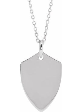 Sterling Silver Engravable Shield Pendant