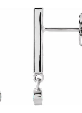 14K White Gold 1/8 CTW Natural Diamond Bar Earrings