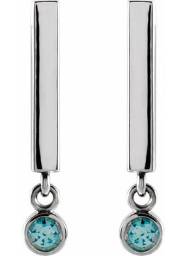 14K White Gold 1/8 CTW Natural Diamond Bar Earrings
