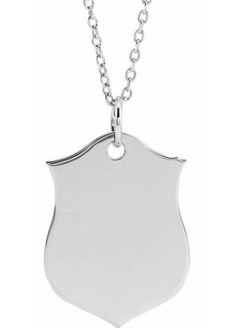 Sterling Silver Engravable Shield Pendant