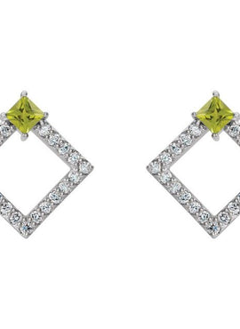 14K White Gold Natural Amethyst & 1/3 CTW Natural Diamond Earrings