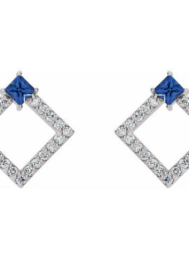14K White Gold Natural Amethyst & 1/3 CTW Natural Diamond Earrings
