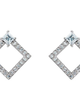 14K White Gold Natural Amethyst & 1/3 CTW Natural Diamond Earrings
