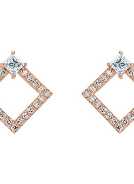 14K White Gold Natural Amethyst & 1/3 CTW Natural Diamond Earrings