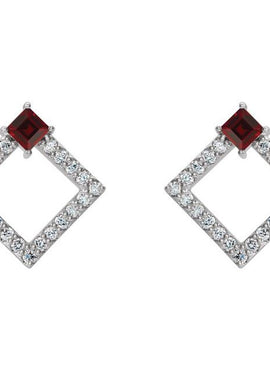 14K White Gold Natural Amethyst & 1/3 CTW Natural Diamond Earrings