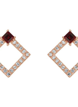 14K White Gold Natural Amethyst & 1/3 CTW Natural Diamond Earrings