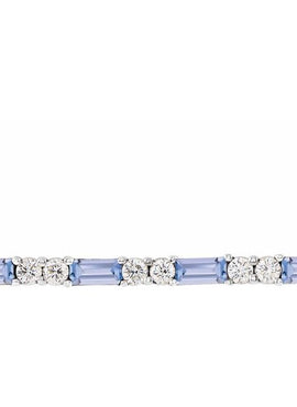 14K White Gold Natural Blue Sapphire & 1/6 CTW Natural Diamond Bar 16-18