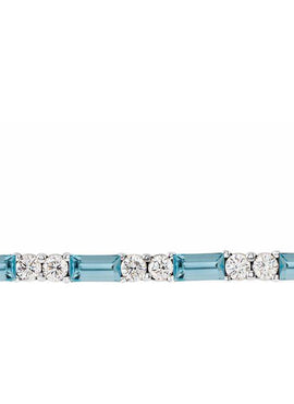14K White Gold Natural Blue Sapphire & 1/6 CTW Natural Diamond Bar 16-18