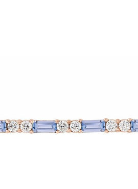 14K White Gold Natural Blue Sapphire & 1/6 CTW Natural Diamond Bar 16-18