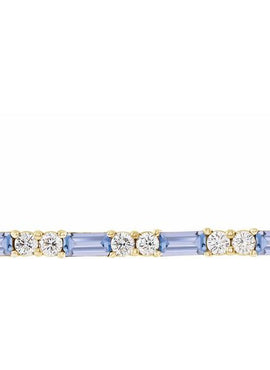 14K White Gold Natural Blue Sapphire & 1/6 CTW Natural Diamond Bar 16-18