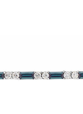 14K White Gold Natural Blue Sapphire & 1/6 CTW Natural Diamond Bar 16-18