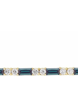 14K White Gold Natural Blue Sapphire & 1/6 CTW Natural Diamond Bar 16-18