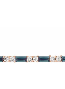 14K White Gold Natural Blue Sapphire & 1/6 CTW Natural Diamond Bar 16-18